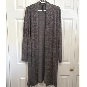 Bobi Gray Heathered Spacedye Soft Open Front Duster with Pockets Size Medium